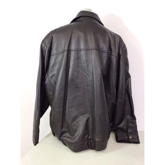 Roundtree & Yorke Brown Leather Jacket Aviator Coat Mens 3XL - Picture 6 of 11